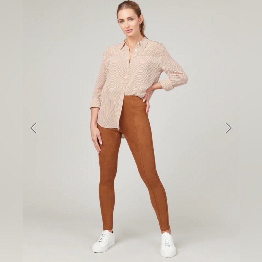 NWT Spanx Faux Suede Leggings- Rich Caramel 1X Petite
